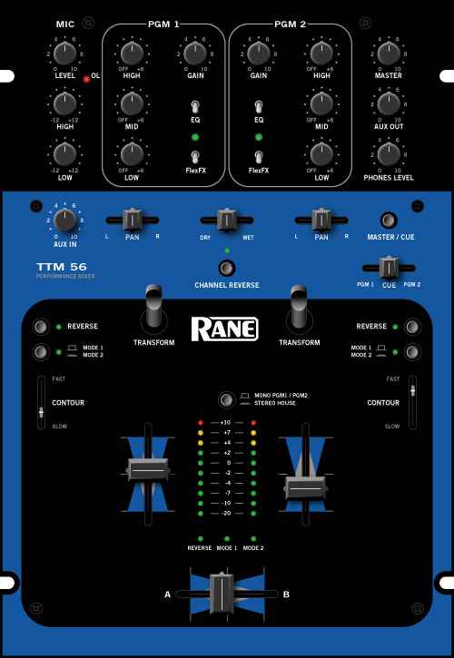 Rane TTM-56 přední panel modrý